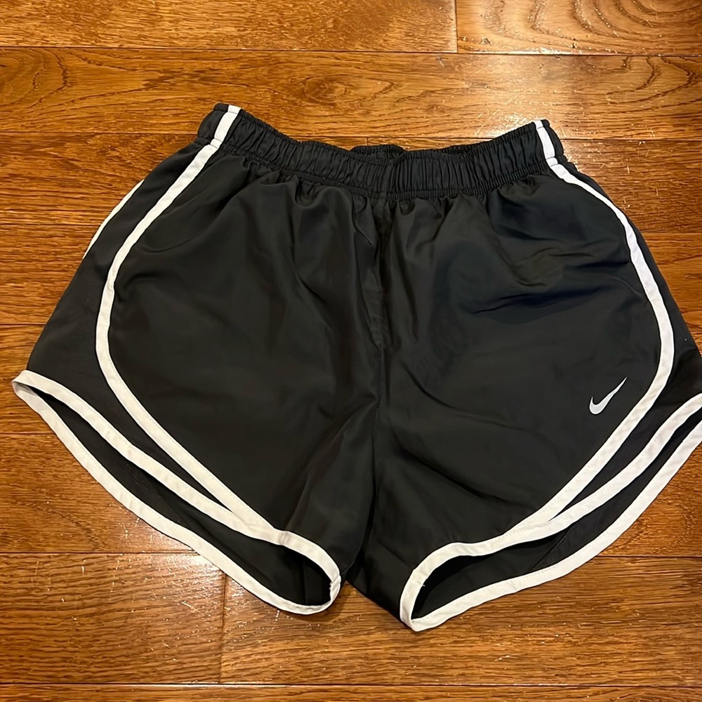 Nike Dri Fit small black and white athletic running shorts built in underwear